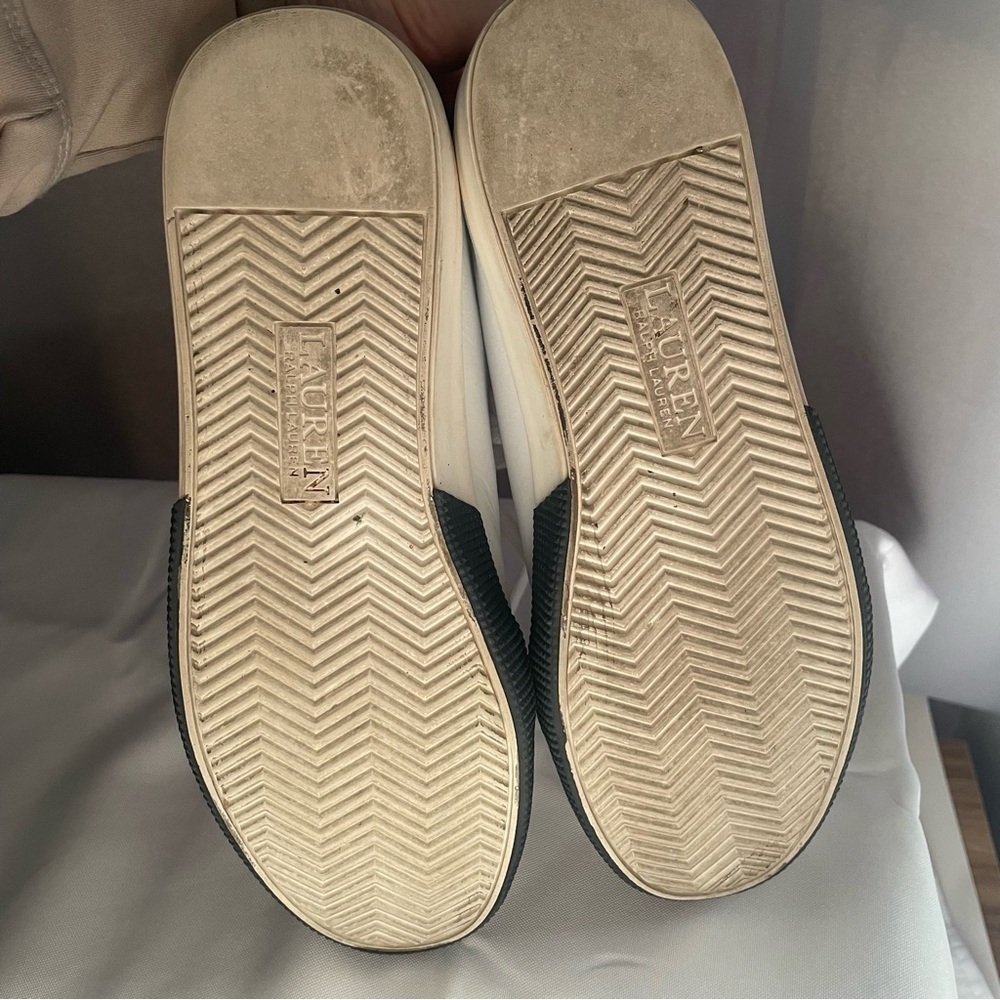 Lauren By Ralph Lauren Jennefer Sneakers White Navy Blue Size Women's 7 - Picture 5 of 8